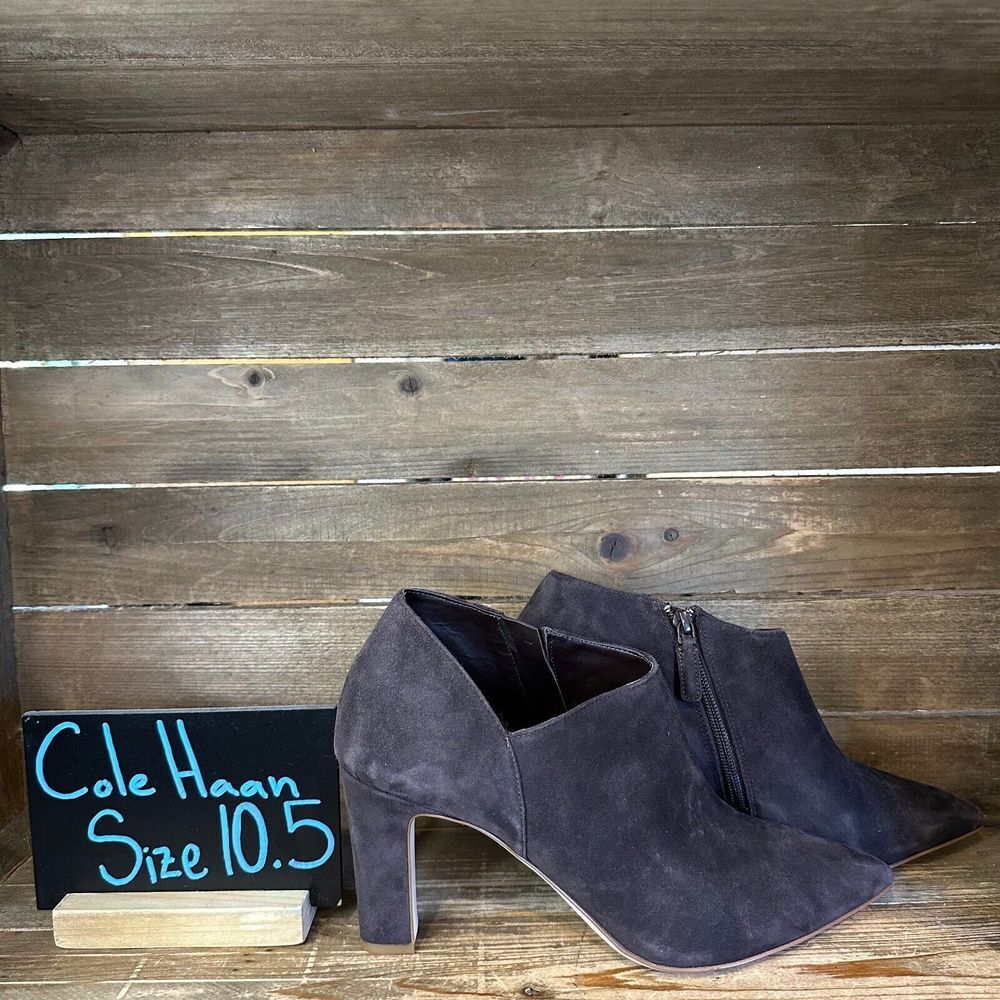 New Womens Cole Haan Vestry Brown Suede Heeled‎ Ankle Booties Size 10.5 B